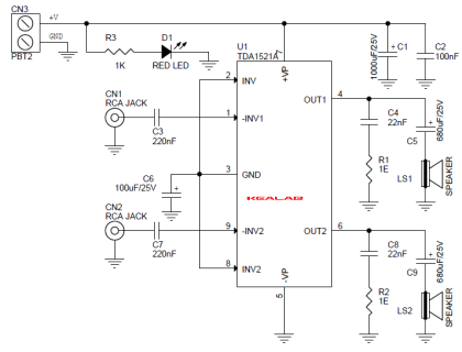 10w Stereo Audio Amplifier - Electronics-lab.com