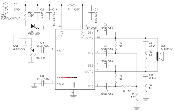 20W Bridge Audio Amplifier - Electronics-Lab.com