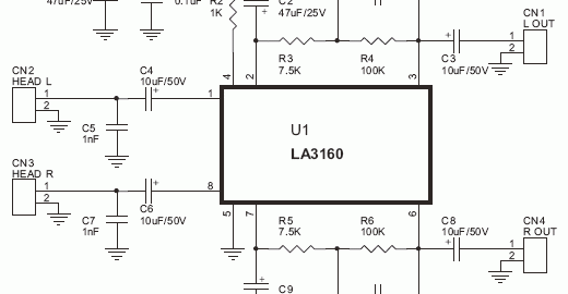 Stereo tape head preamplifier using LA3161