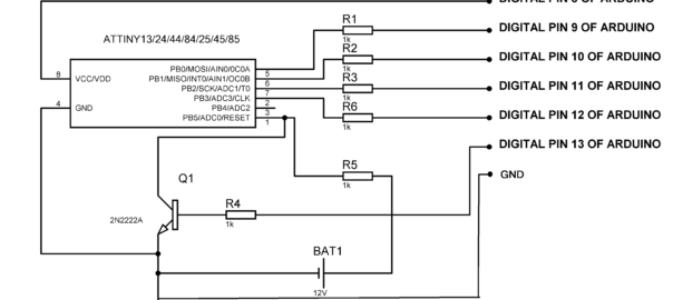 Recover Bricked ATtiny Using Arduino as high voltage programmer