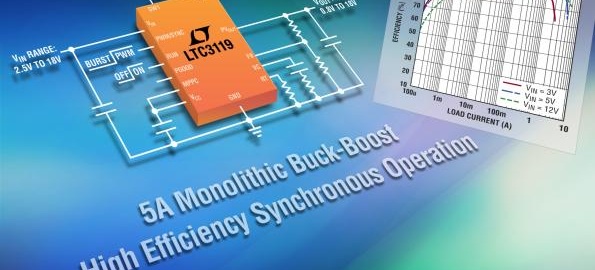 18V, 5A buck-boost DC/DC delivers 95% efficiency