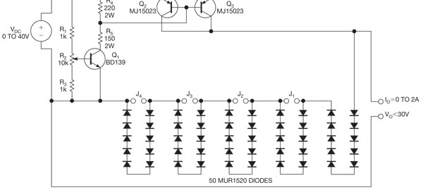 Circuit implements photovoltaic-module simulator