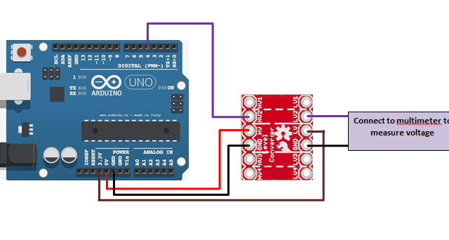 Logic level shift down using LC-04 logic level converter.png ...