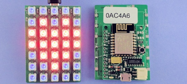 WiFi-enabled Color LED Matrix using ESP8266 and WS2812 LEDs