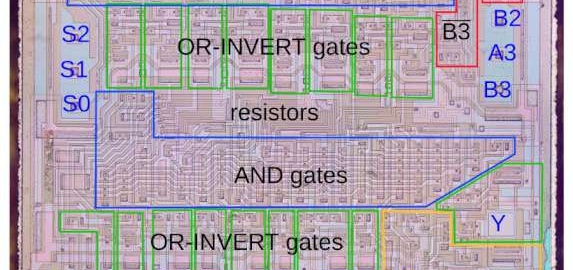 Inside the 74181 ALU chip: die photos and reverse engineering