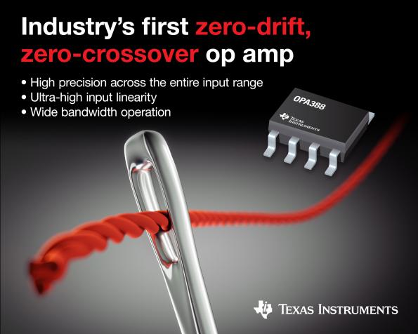 TI claims first for zero-drift, zero-crossover op amp: precision & linearity