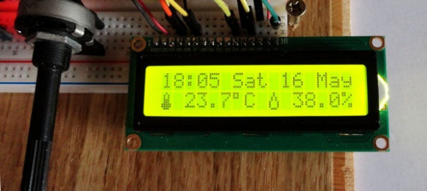 Thermohygrometer with clock and LCD display on Arduino UNO