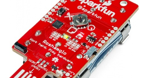 Roshamglo Badge, The Rock-Paper-Scissors kit by SparkFun