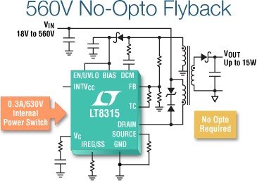 LT8315 – 560VIN Micropower No-Opto Isolated Flyback Converter