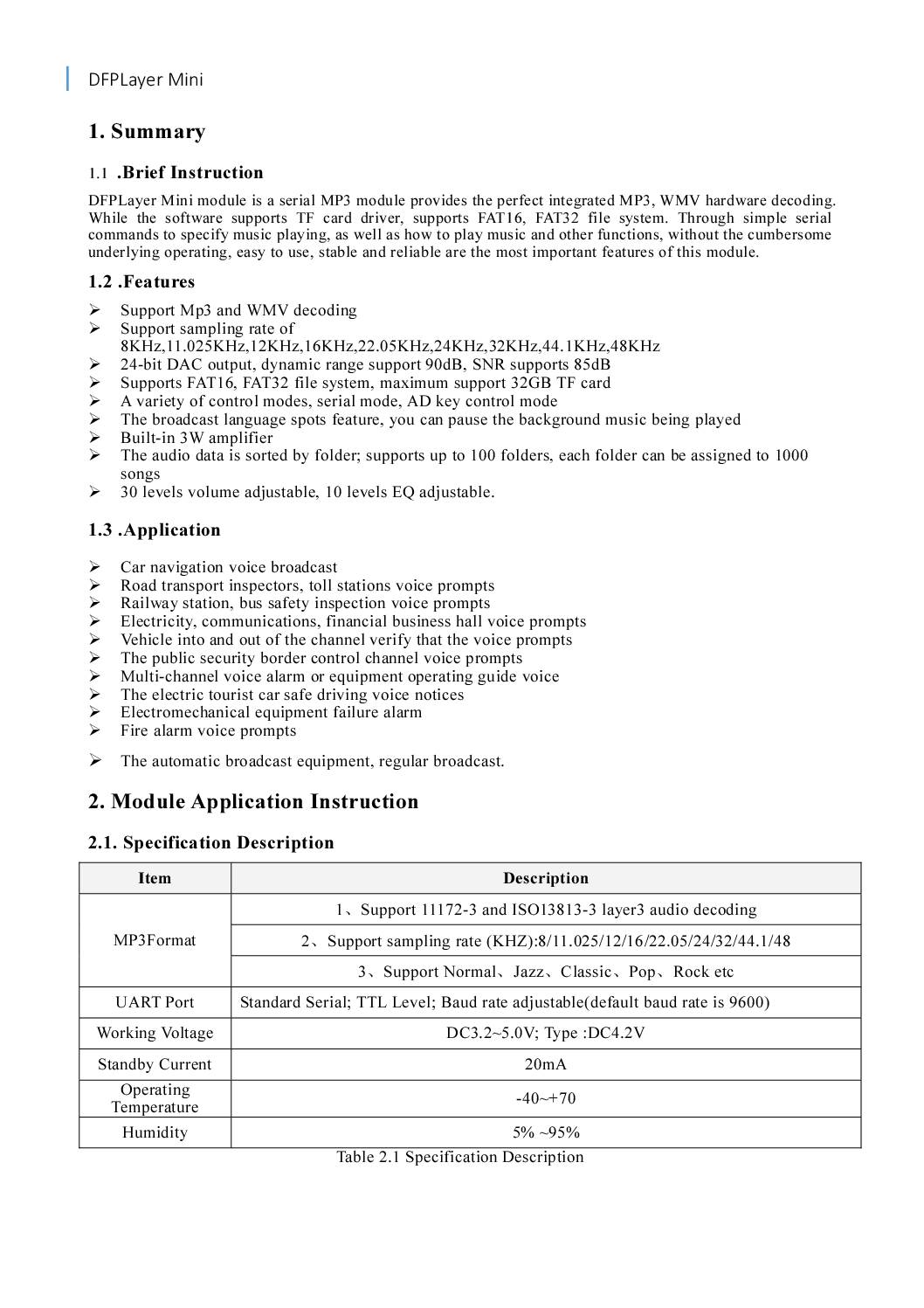 DFPlayer Mini Manual - Electronics-Lab.com