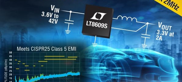 2-3A, 42-Vin Silent Switcher offers low-EMI regulation