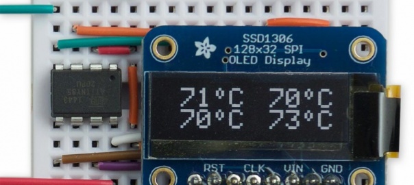 Four-Channel Thermometer on OLED display