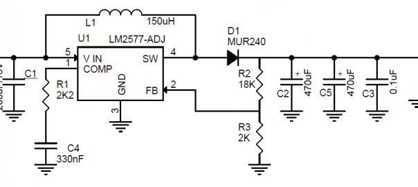 USB To 12V Boost Converter using LM2577