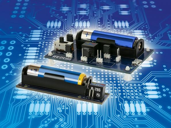 R-78S switching regulator boosts a AA battery to 3.3V