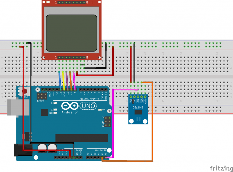 DIY Light (Lux) Meter using BH1750 sensor, Arduino and Nokia 5110 ...