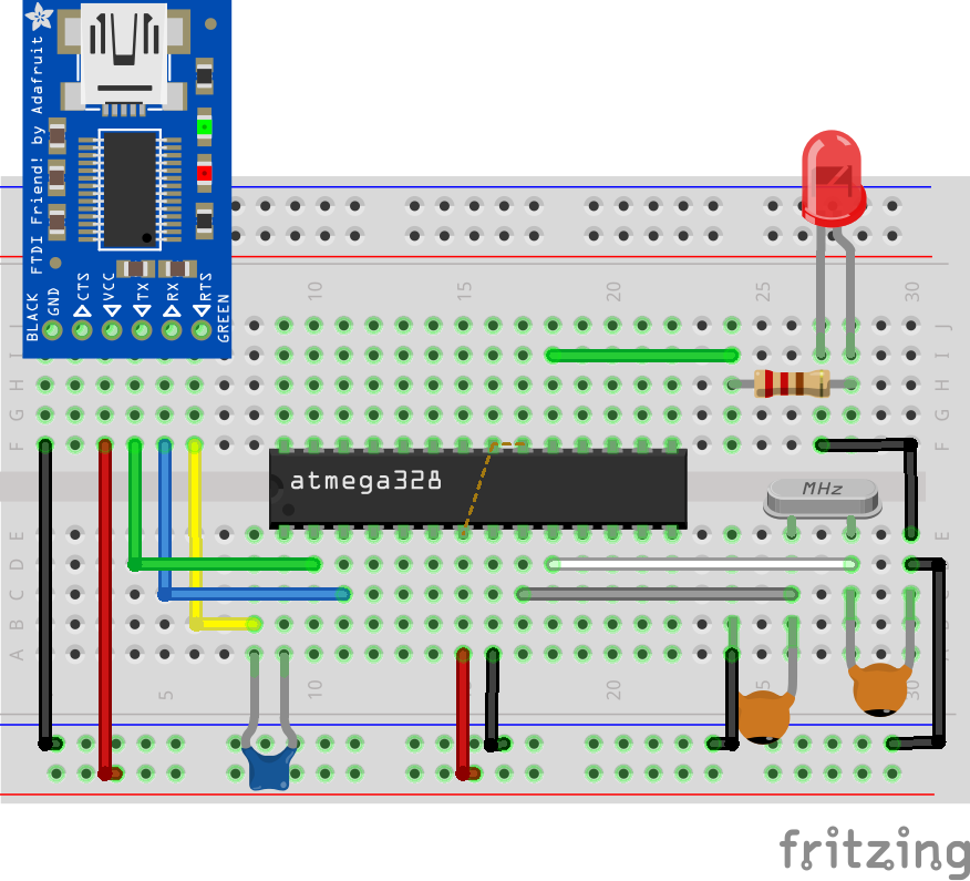 Arduino (Atmega328p) on a Breadboard 
