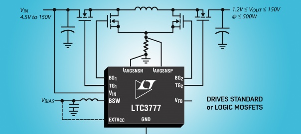 150VIN & VOUT Synchronous 4-Switch Buck-Boost Controller with Integrated Switching Bias Supply