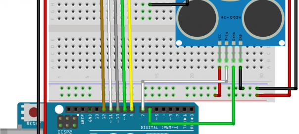 Arduino distance meter with Ultrasonic Sensor (HC SR04) and Nokia 5110 LCD display