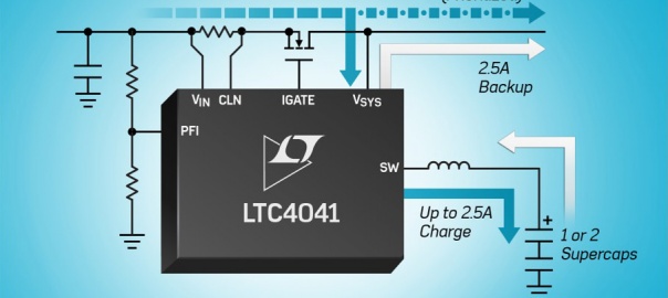 Back-up power manager can support two supercapacitors