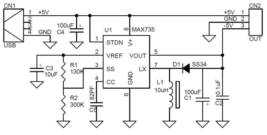 USB to +/-5V Voltage DC-DC switching Converter - Electronics-Lab.com