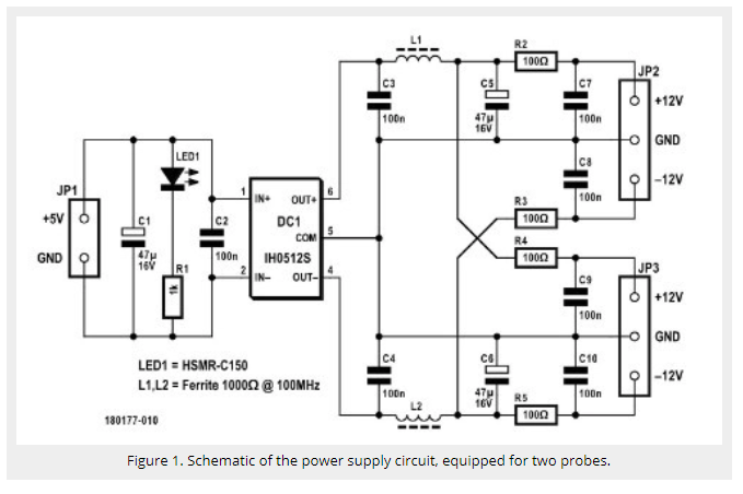 Oscilloscope Differential Probe USB Power Supply