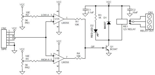 Window Comparator - Window Detector with relay output - Electronics-Lab.com