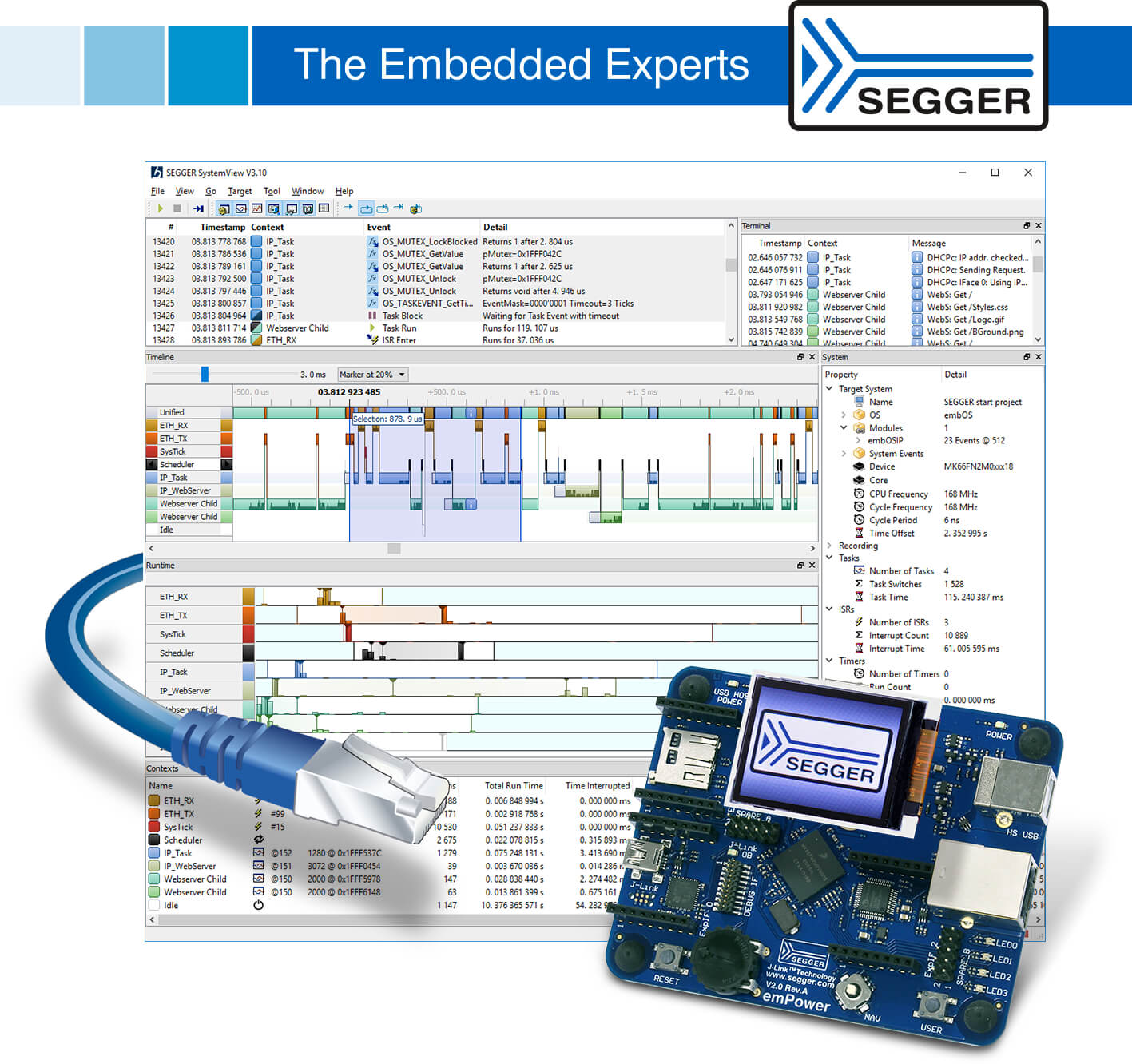 SEGGER’s SystemView adds data acquisition via UART and TCP/IP