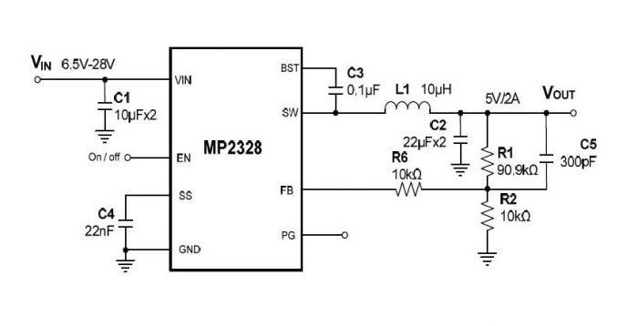 High-Efficiency, 28V, 2A, 430kHz, Synchronous Step-Down DC-DC in SOT583