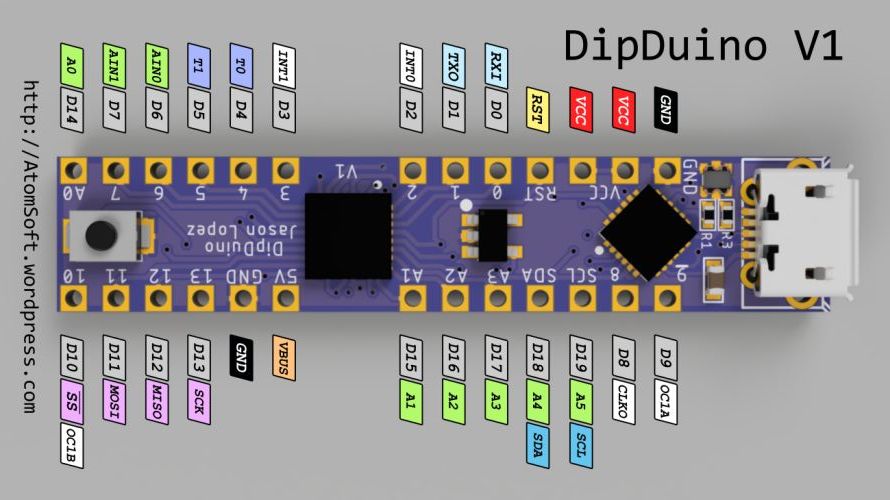DipDuino –  is an Arduino in 0.3in DIP form