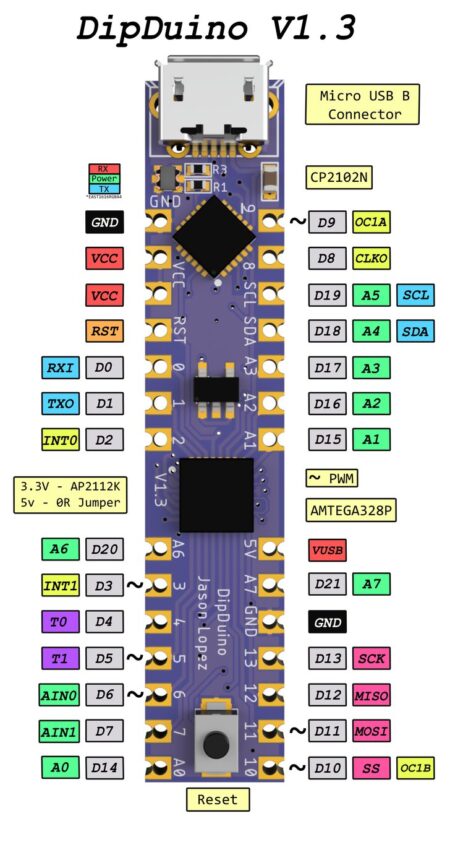 DipDuino - An Arduino clone made for breadboarding - Electronics-Lab.com