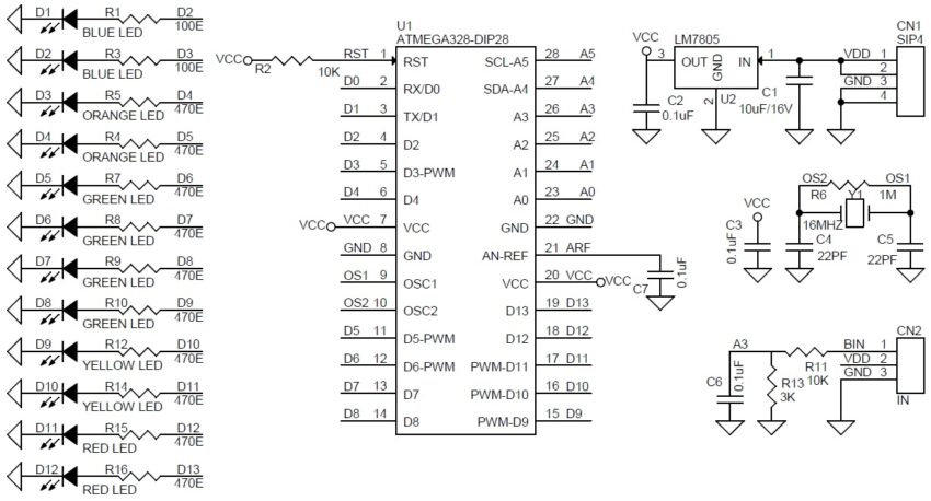 Lead Acid Battery Voltage Monitor using ATMEGA328 - Electronics-Lab.com