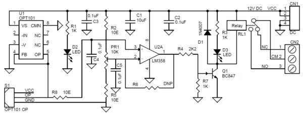 Analog Light Sensor + Light Sensitive Switch using OPT101 - Electronics ...