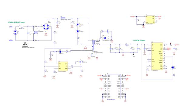 Usb-c, Dfp, 5v 3a Out, 85-265vac In, Adapter, Low Cost Reference Design 