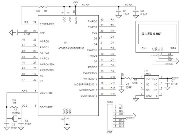 ThermoDuino - OLED Display Thermometer and Tiny Arduino Board ...