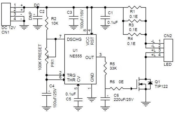 LED Fading Effect / LED Strobe using 555 - Electronics-Lab.com