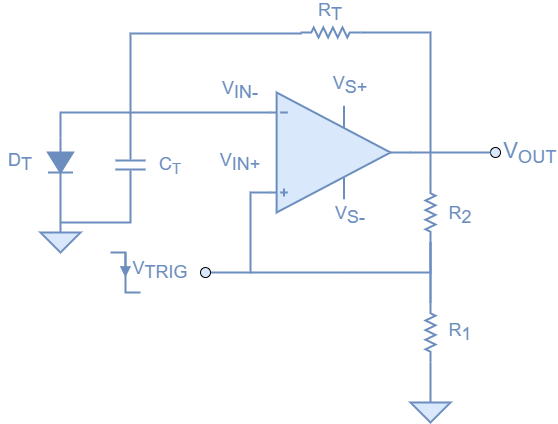 Op-amp monostable - basic - Electronics-Lab.com