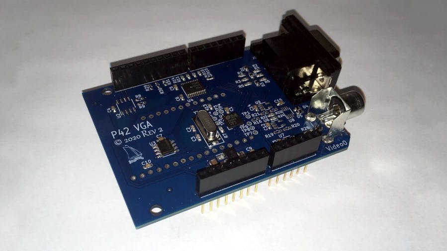 Pier 42 Arduino video display shield with 4x composite video outputs and integrated framebuffers