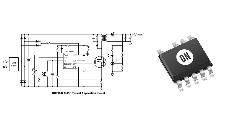 ON Semiconductor NCP1342 is a highly integrated quasi-resonant flyback controller