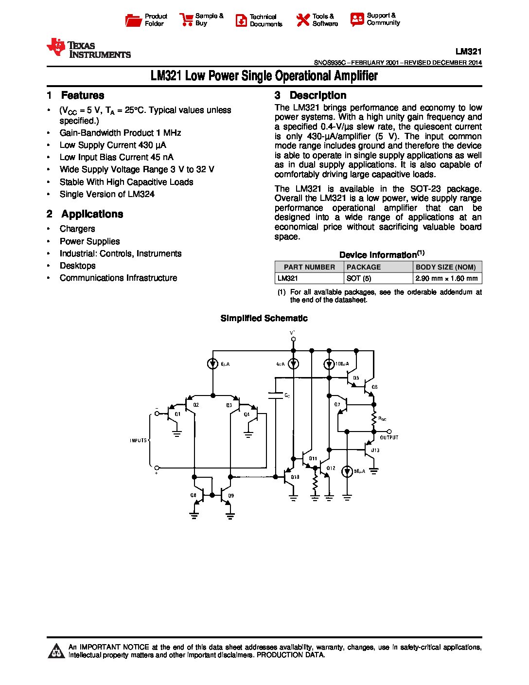 LM321 Op Amp Pinout, Equivalents, Features Datasheet, 51% OFF