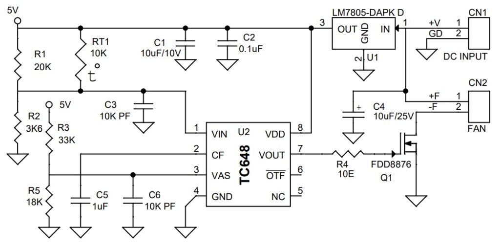 PWM Temperature Controlled FAN using TC648 and NTC sensor
