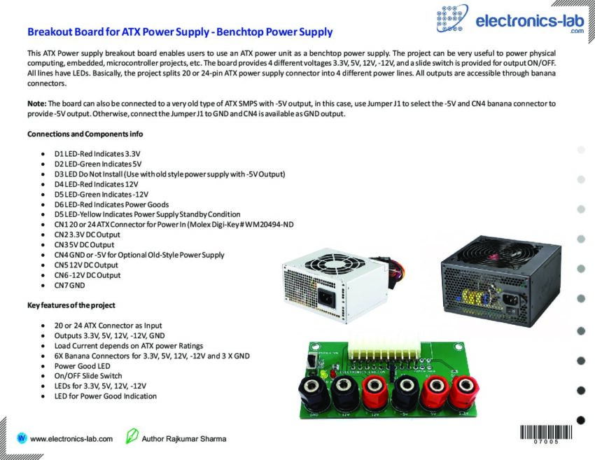 Breakout Board for ATX Power Supply - Benchtop Power Supply