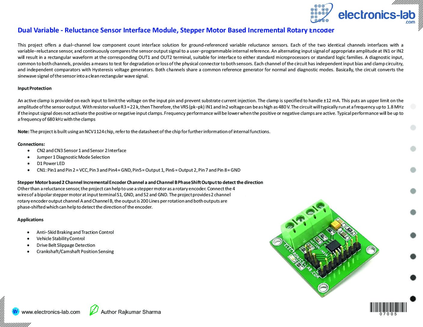 Dual Variable - Reluctance Sensor Interface Module - Stepper Motor Based  Incremental Rotary Encoder 