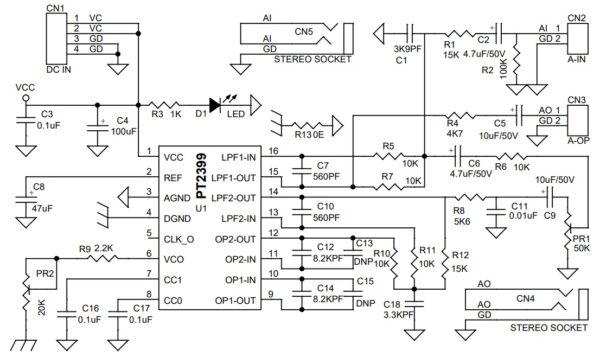 Voice Echo Processor Module - Delay Device for Sound Effects, Echo