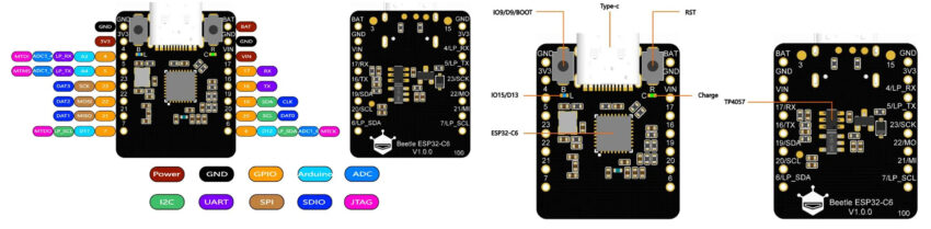 Beetle ESP32-C6 Board Pinout and Parts Marking - Electronics-Lab.com