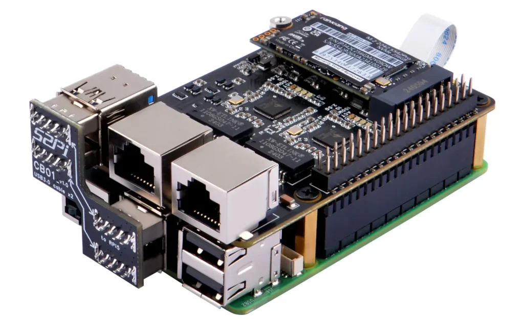 52Pi W01 U2500 HAT Adds Dual 2.5GbE Ethernet and M.2 NVMe SSD to Raspberry Pi 5