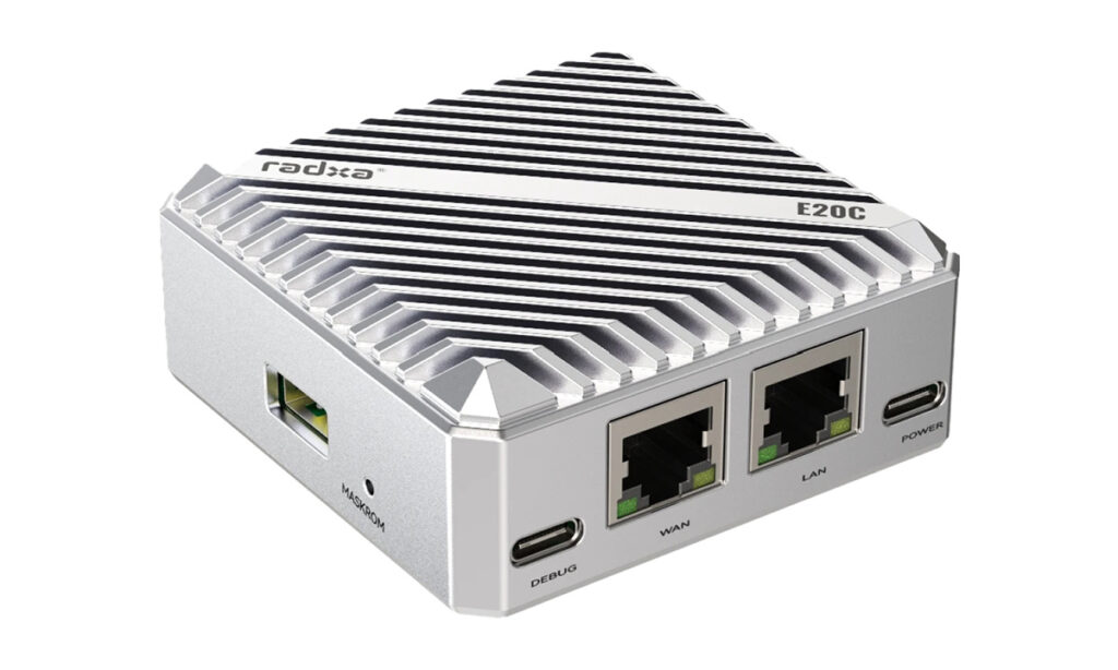 Radxa ROCK E20C: Compact Network Computer with Rockchip RK3528A SoC and Dual Gigabit Ethernet Ports