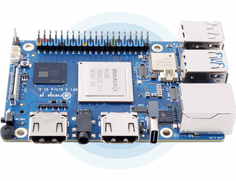 Orange Pi 5 Ultra SBC with Rockchip RK3588 SoC, Mali-G610 GPU, and 6 TOPS NPU for 8K and Edge AI Applications