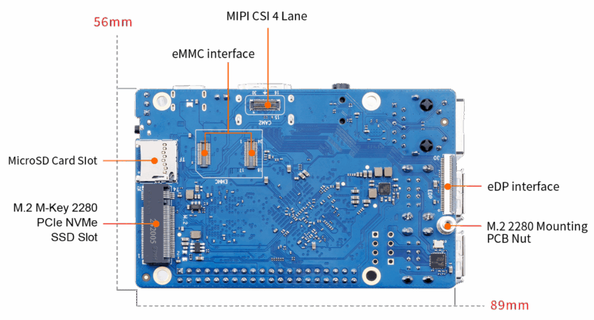 Orange Pi 4A SBC back