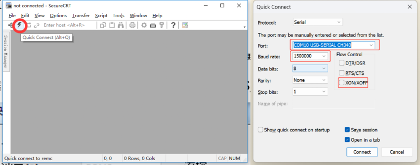 SecureCRT and Configure the reconciliation serial information