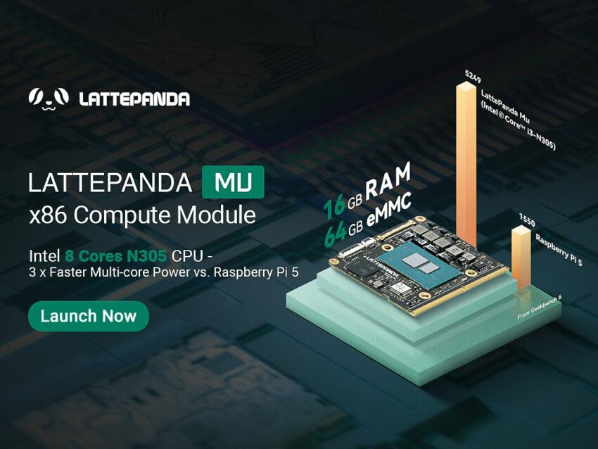 LattePanda Mu: High-Performance Micro x86 Compute Module with Intel 8-Core N305 CPU and 16GB RAM Now Available